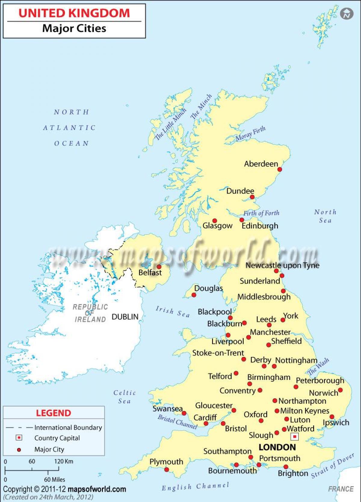 map of UK showing major cities