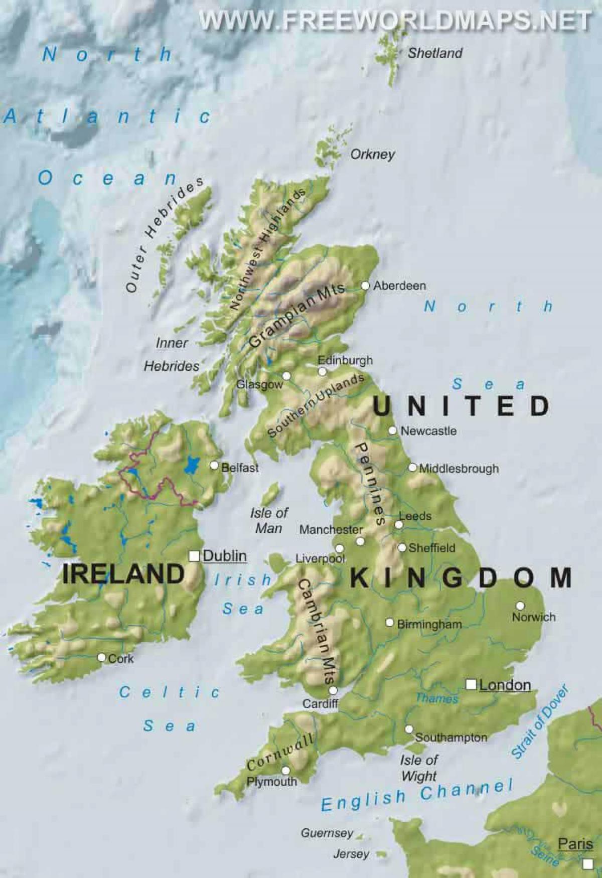 physical map of Great Britain