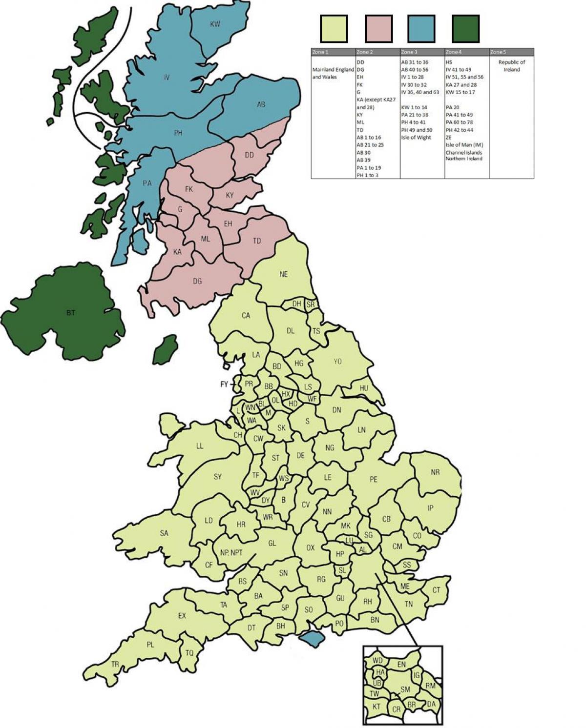 Postcode Map Of Britain Map Of Britain Postcode Northern Europe Europe