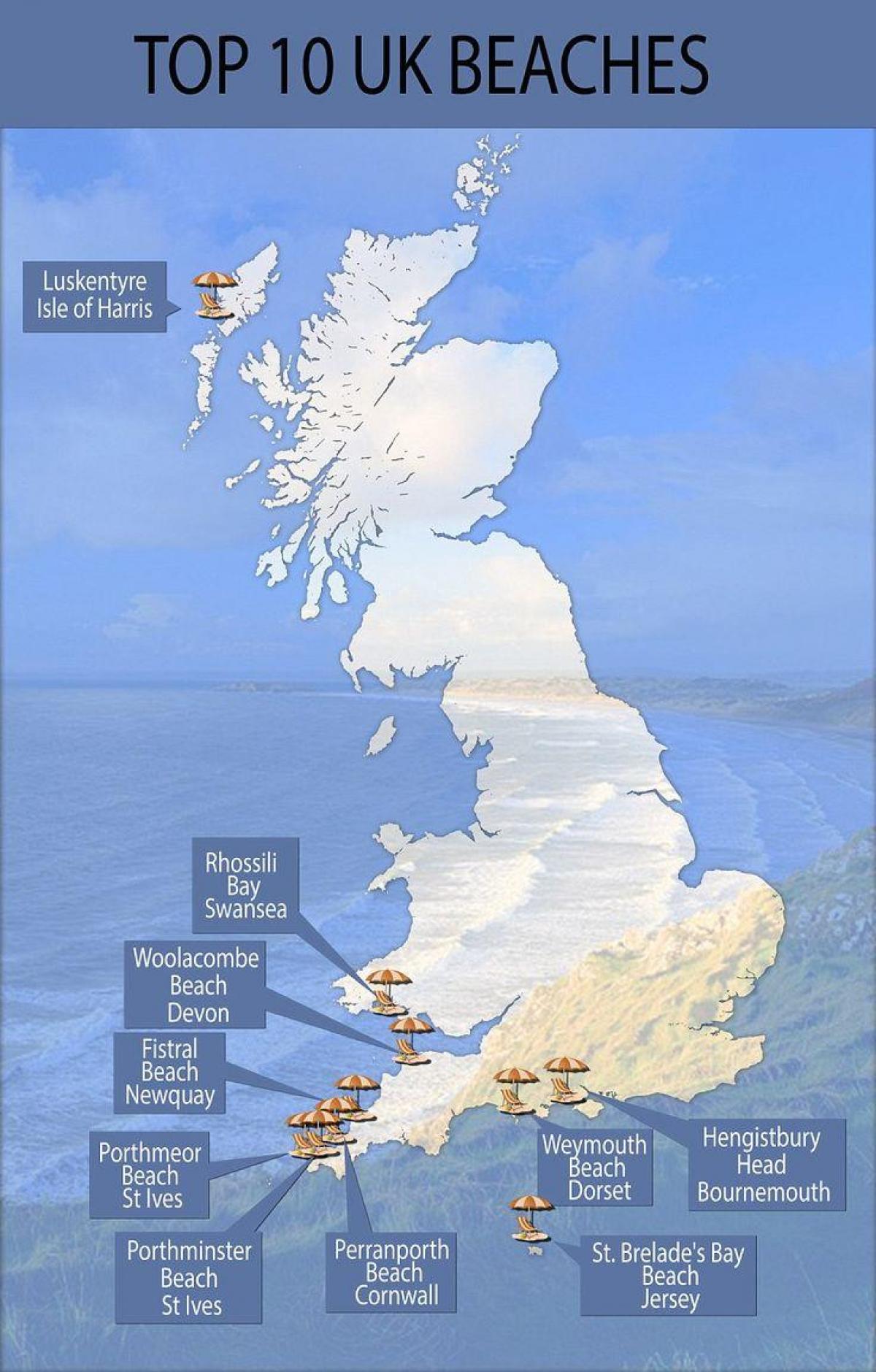 map of UK beach