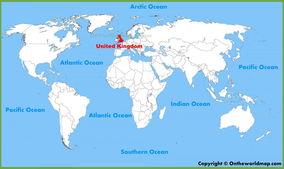 UK in map of world