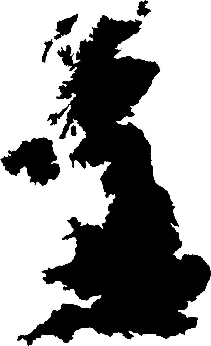 UK topographic map - UK map silhouette (Northern Europe - Europe)