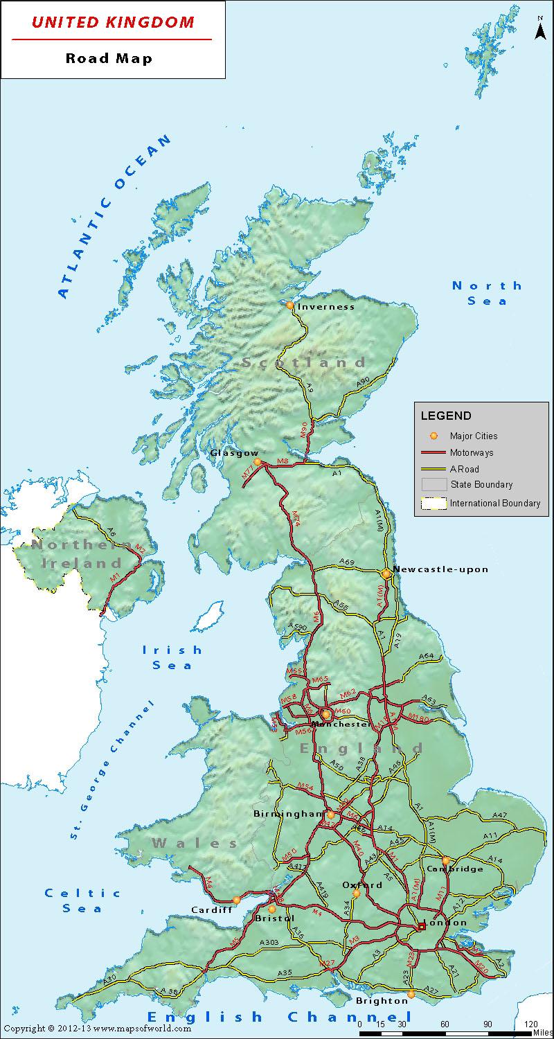 Great Britain Highway Map 
