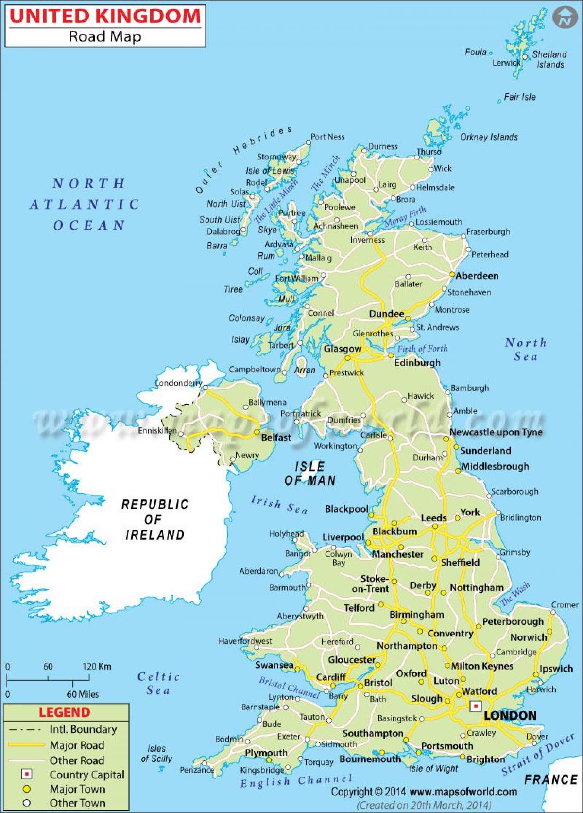 Great Britain map - Detailed map of Great Britain (Northern Europe