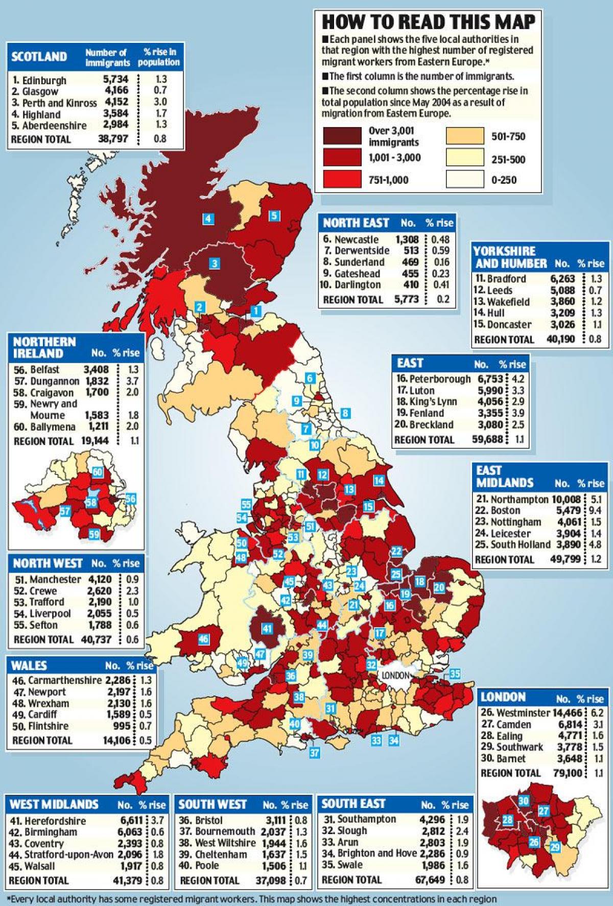 map of UK immigration