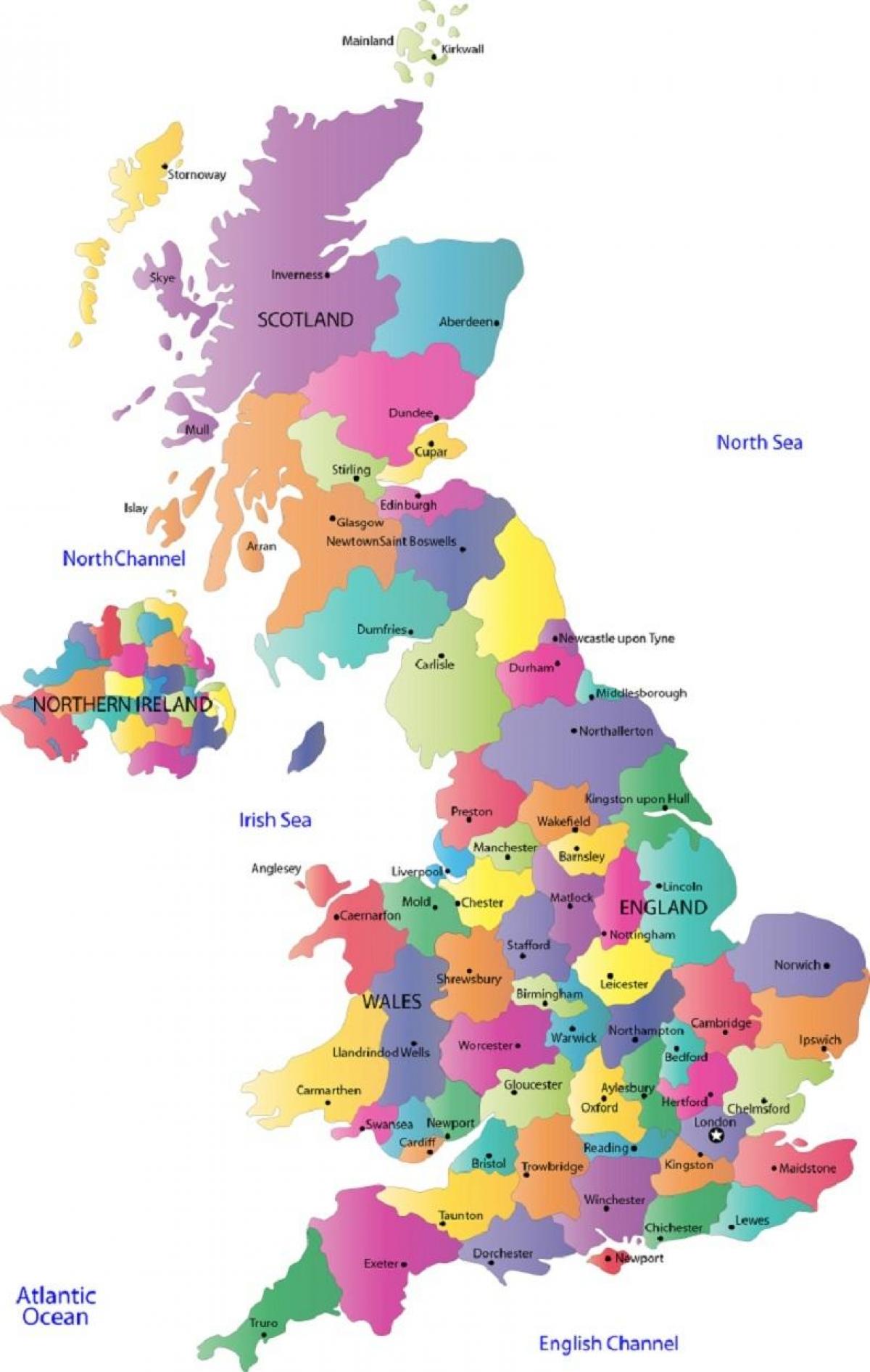 map of UK showing counties
