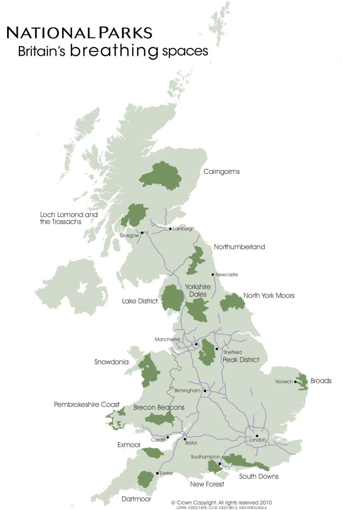 map of the UK national parks