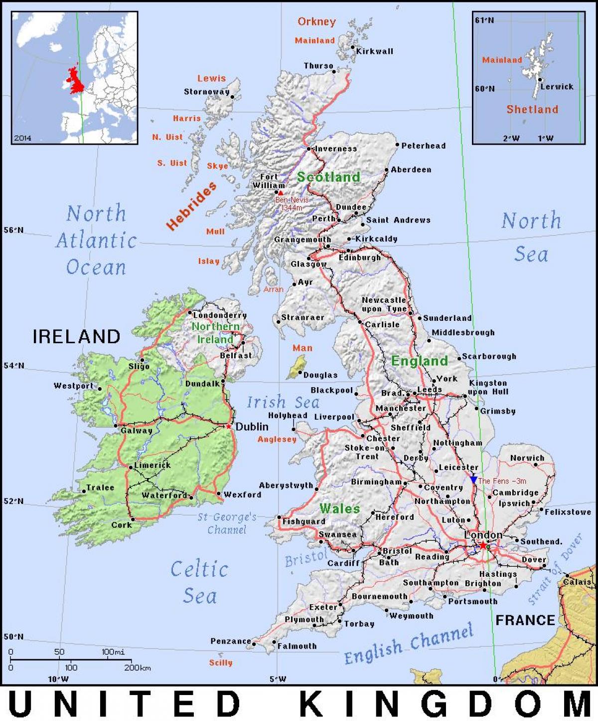 map of UK north