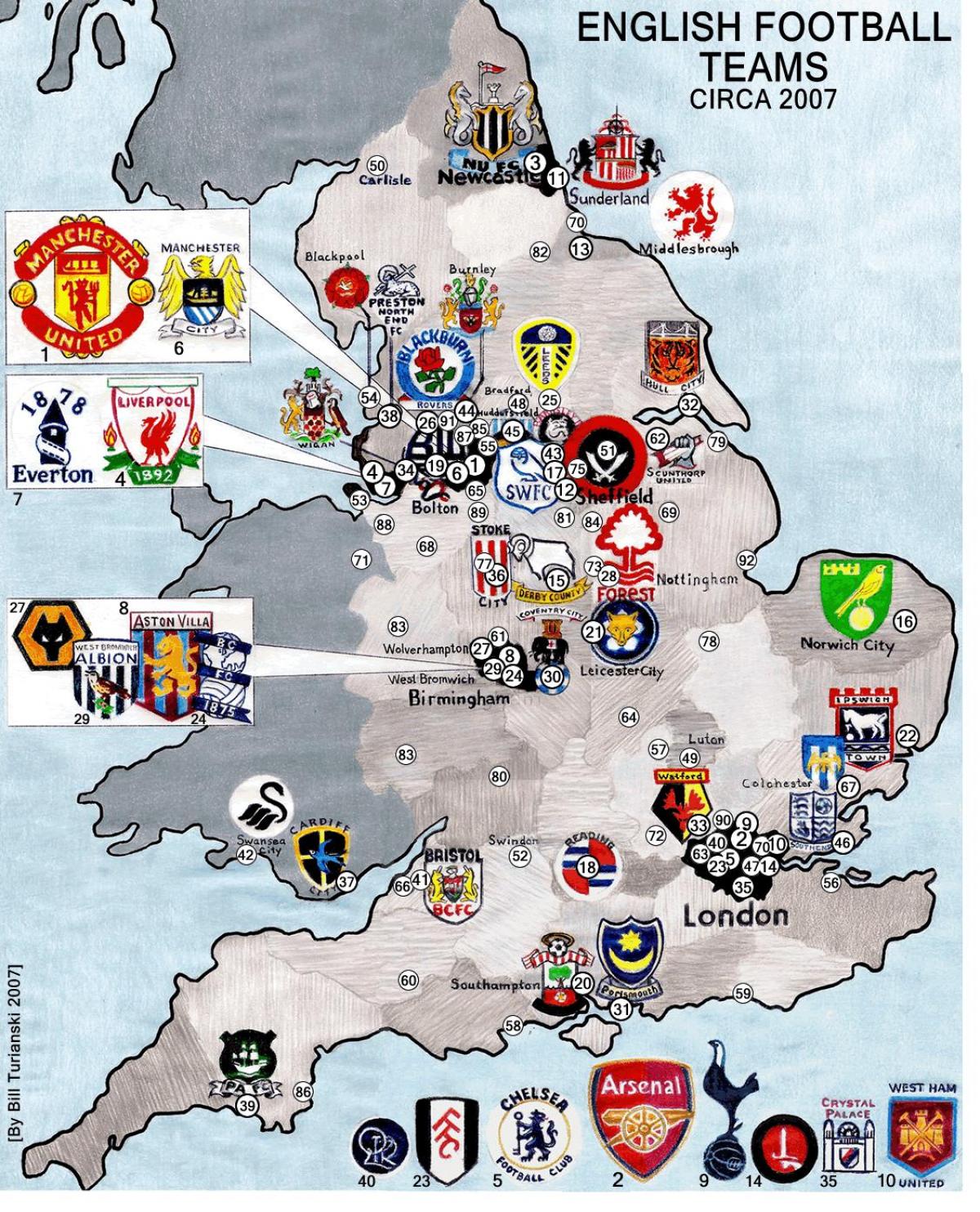 UK football clubs map