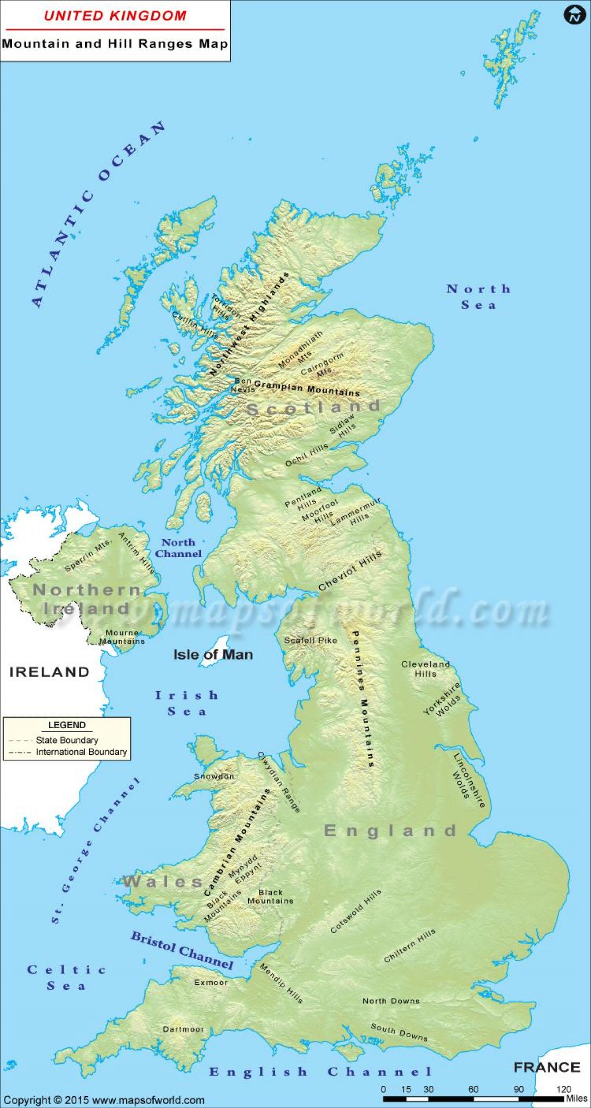 UK mountain ranges map