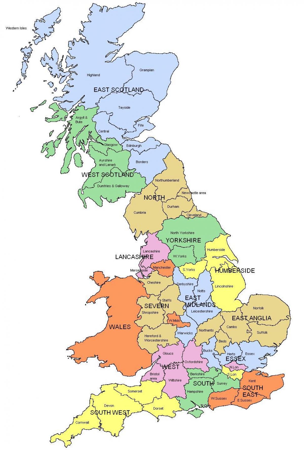 United Kingdom regions map