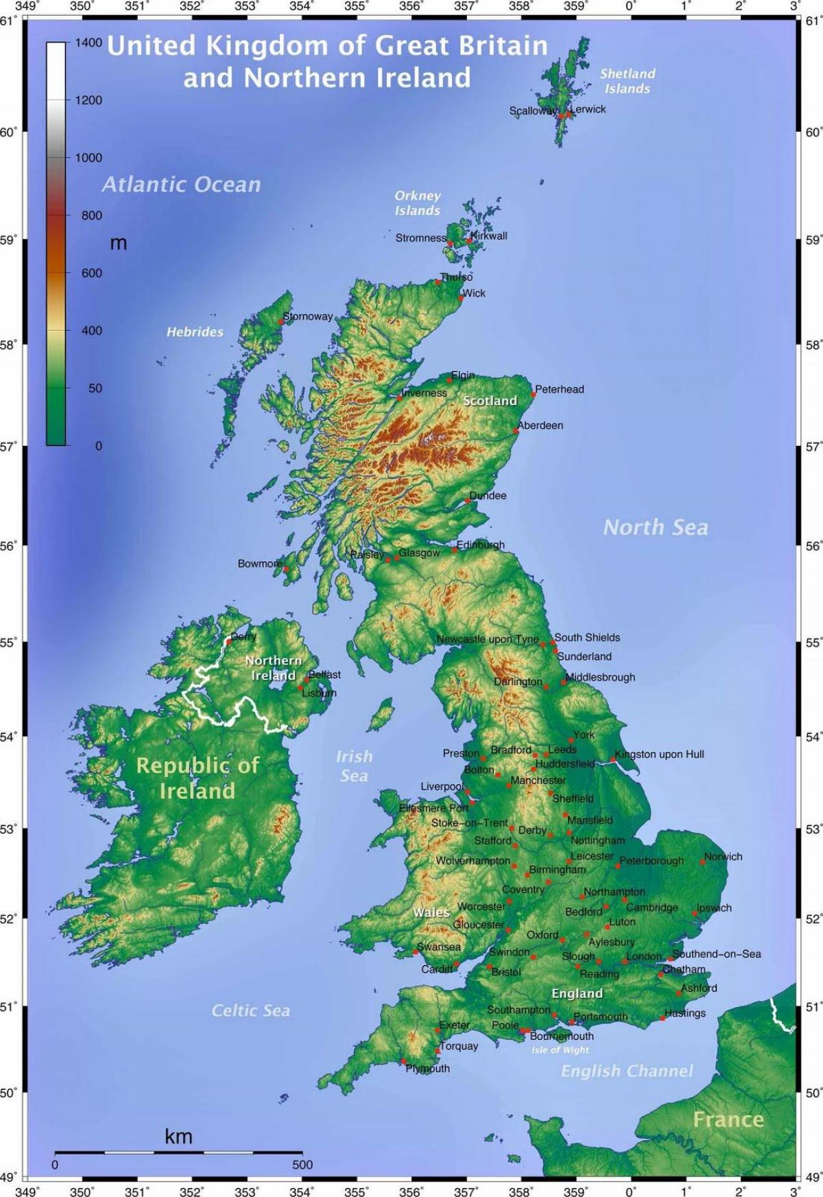 Britain topographic map