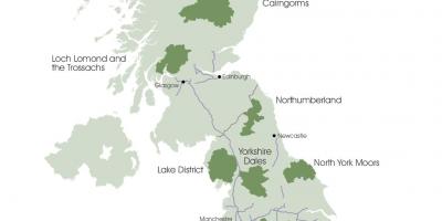 Map of UK showing lake district