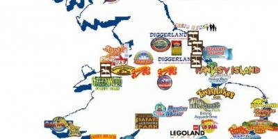 Map of UK theme parks