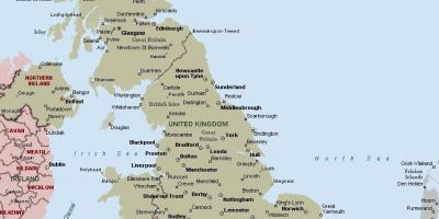 Map of Britain with cities